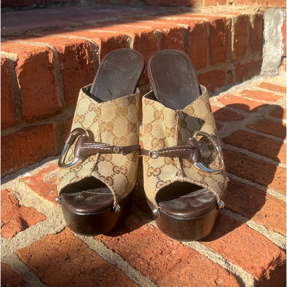 Gucci mules / sandals - tan & brown